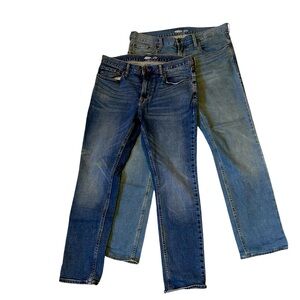 LOT OLD NAVY Two Pairs Blue Denim Built-in Flex Skinny Slim Jeans 34 x 30